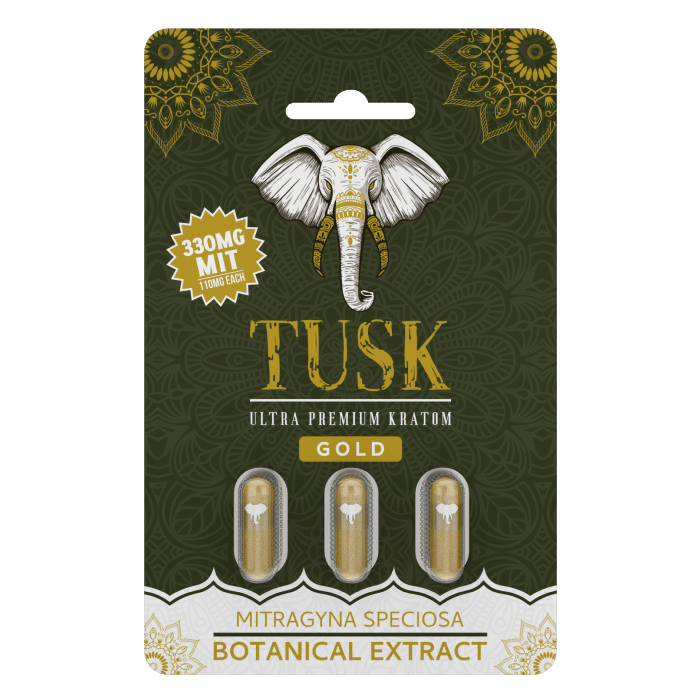 Tusk Gold Kratom Extract Capsules with 110mg MIT each