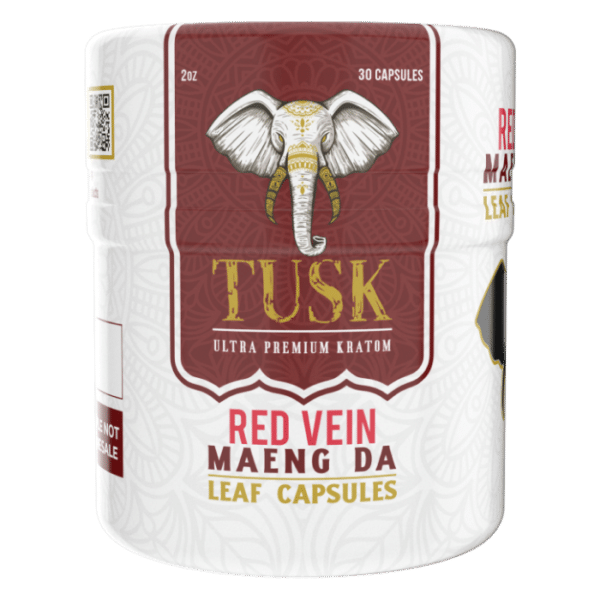 Tusk Red Vein Kratom Capsules 30 Vegan Capsules With 500mg Maeng Da Kratom