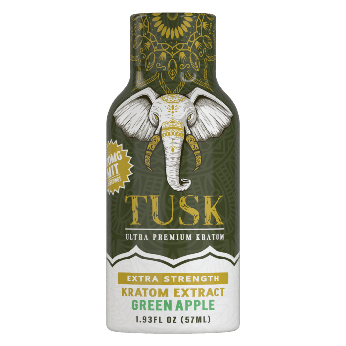 Tusk Green Apple Gold Liquid Kratom Shot with 150mg MIT each